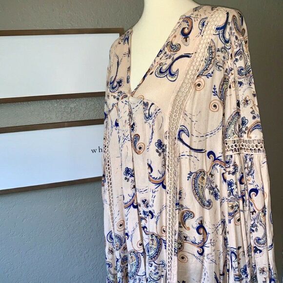 Free People ‘Just The Two Of‎ Us’ Paisley Peachy-Pink Tunic Dress Womens … - Picture 4 of 12